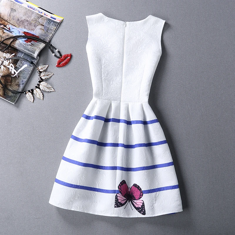 FTLZZ новое летнее женское платье с принтом бабочки без рукавов круглым вырезом