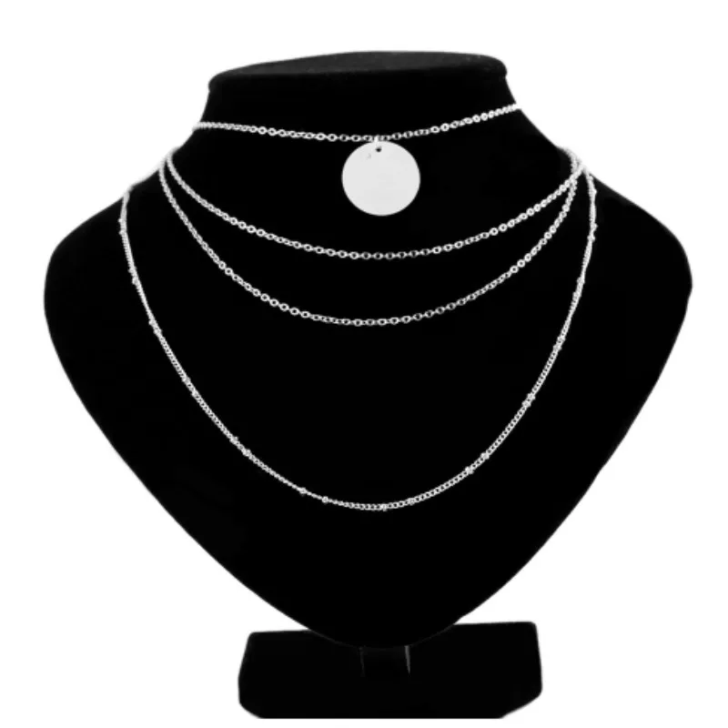 2018 модные Многослойные золотистые ожерелья для женщин длинная цепочка бусины