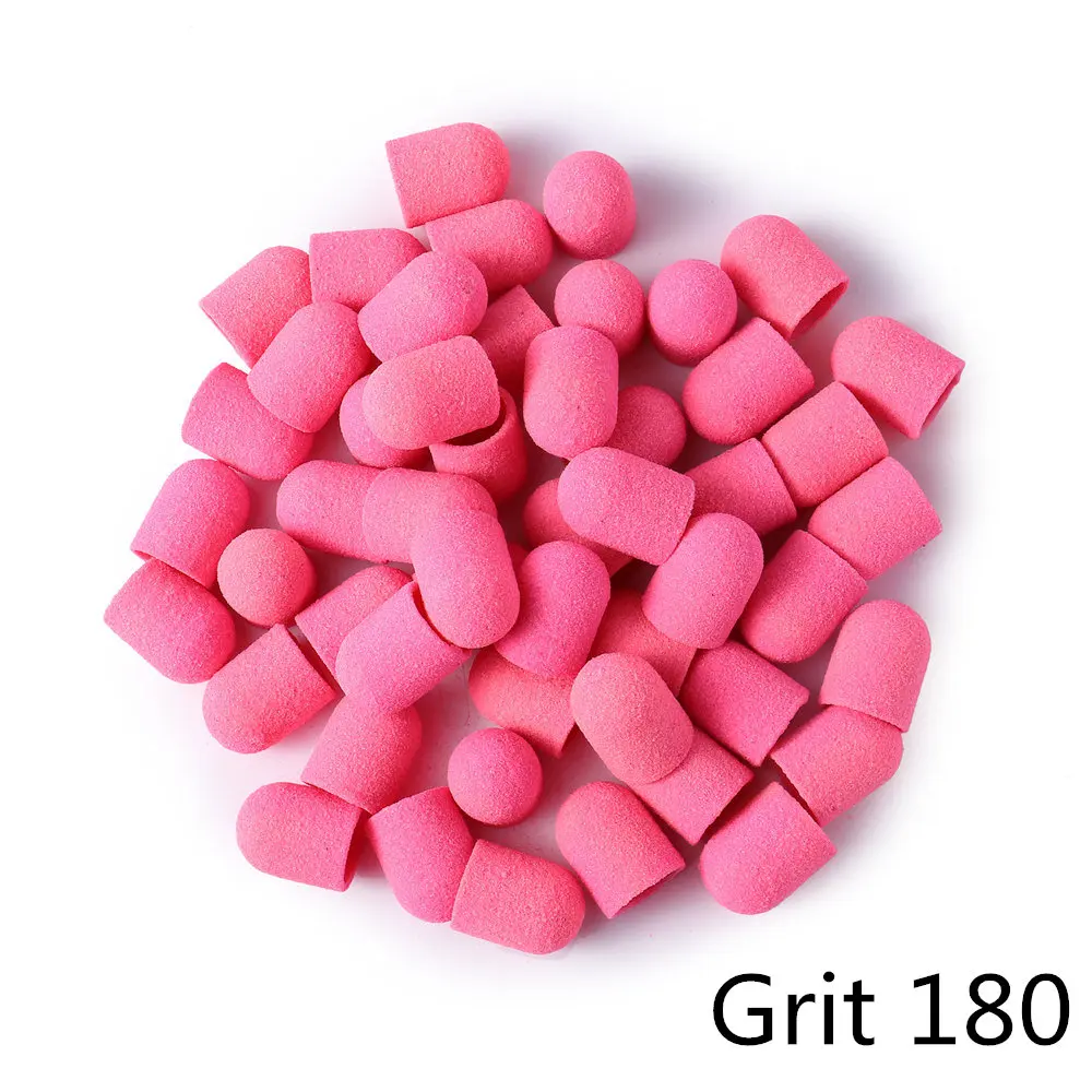 Pink Grit 180 BNG 20 шт фиолетовый зеленый шлифовальный ремешок Профессиональный педикюрный шлифовальный блок колпачки для ухода за ногами инструмент Электрический дизайн ногтей 80/120/180 13*19 мм - Цвет: Pink Grit 180