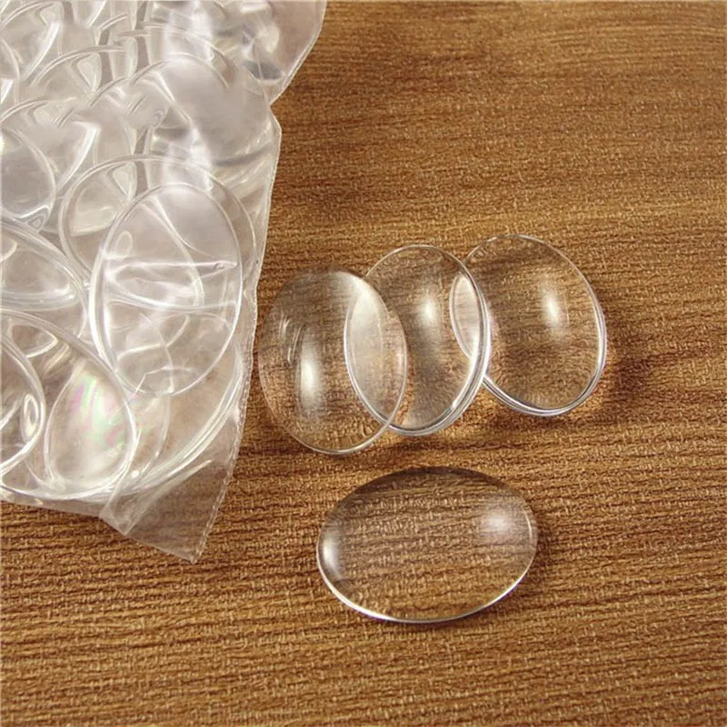 

50pcs Clear Glass Cabochon18x25/30x40/13x18/10x14mm Transparent Oval Flat Back Cameo DIY Jewelry Accessories New Store Promotion