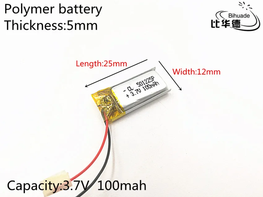 

10pcs/lot 3.7V 100mAh 501225 Lithium Polymer Li-Po li ion Rechargeable Battery cells For Mp3 MP4 MP5 toy mobile bluetooth