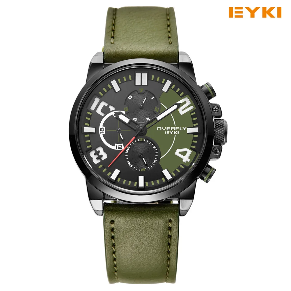Для мужчин Спорт Часы EYKI Элитный бренд человек кварцевые часы Пояса из