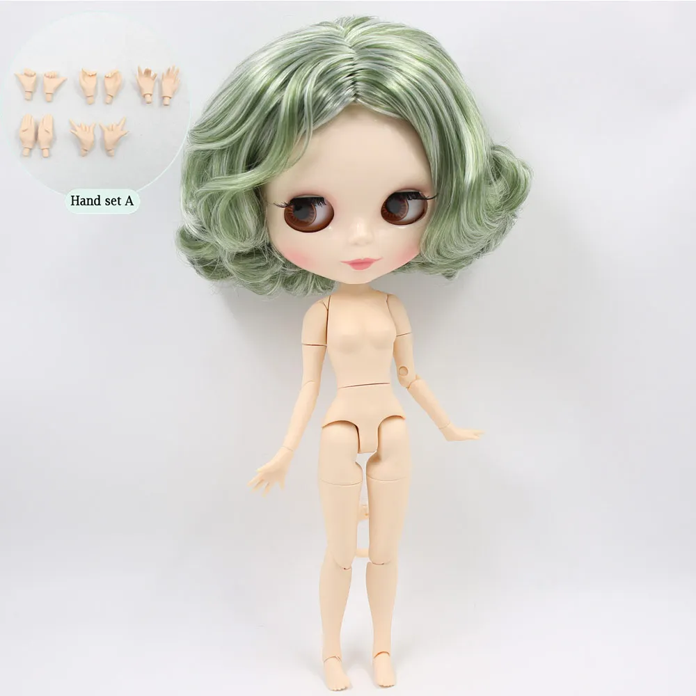 D doll with hand A ICY Nude Blyth изготовленная на заказ кукла № BL4299/136 зеленая смесь белых волос 1/6 bjd, pullip, licca, jerryberry - Цвет: D doll with hand A