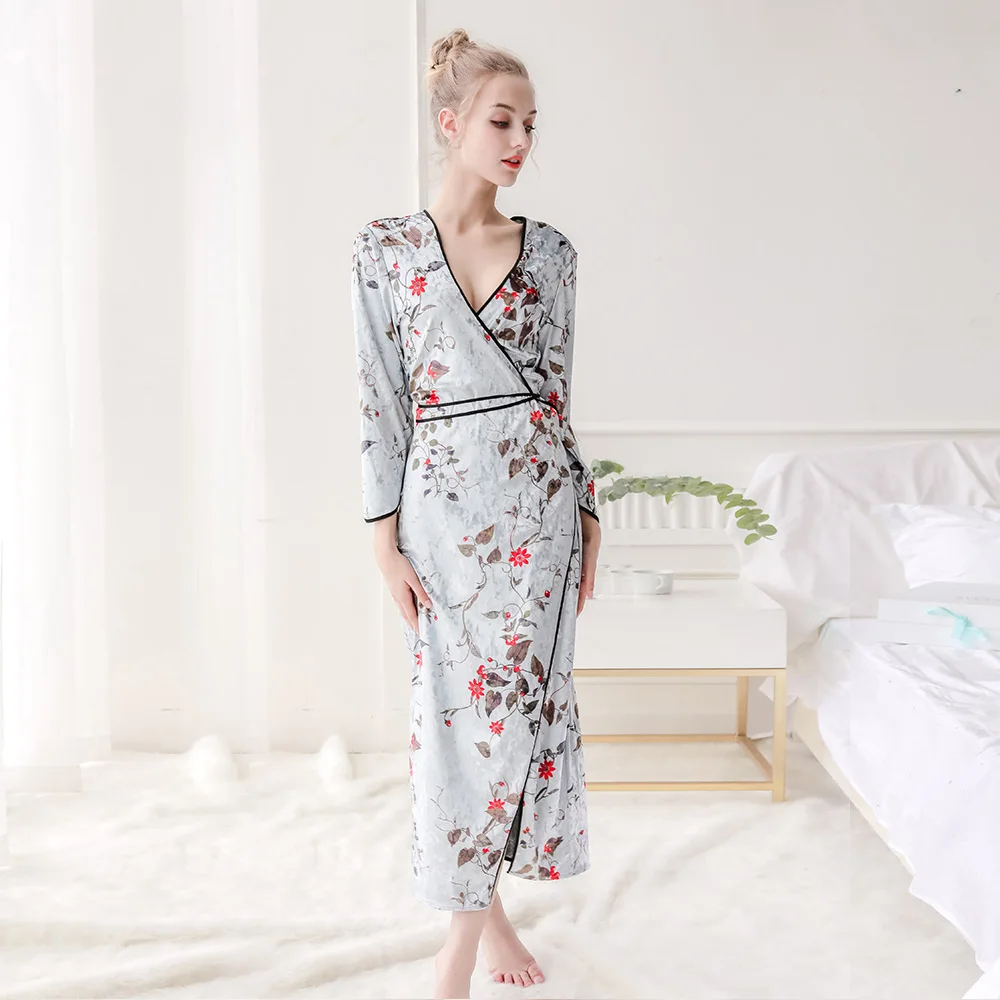 Женское бархатное длинное платье в китайском стиле халат чонсам одежда для