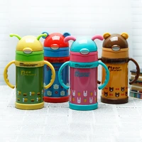 hot sale stainless steel thermoses with straw for kids travel vacuum cup with straw sippy water bottle for child sh06