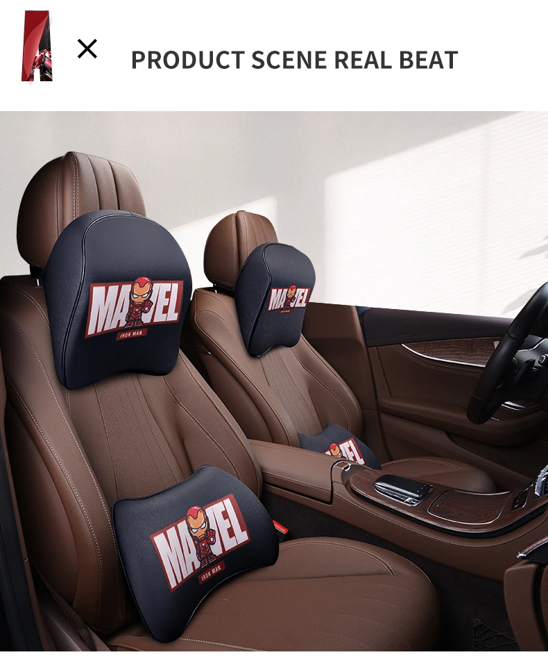 new marvel headrest car neck pillow avengers iron man captain america spider man thanos pillow for cars seat auto accessories