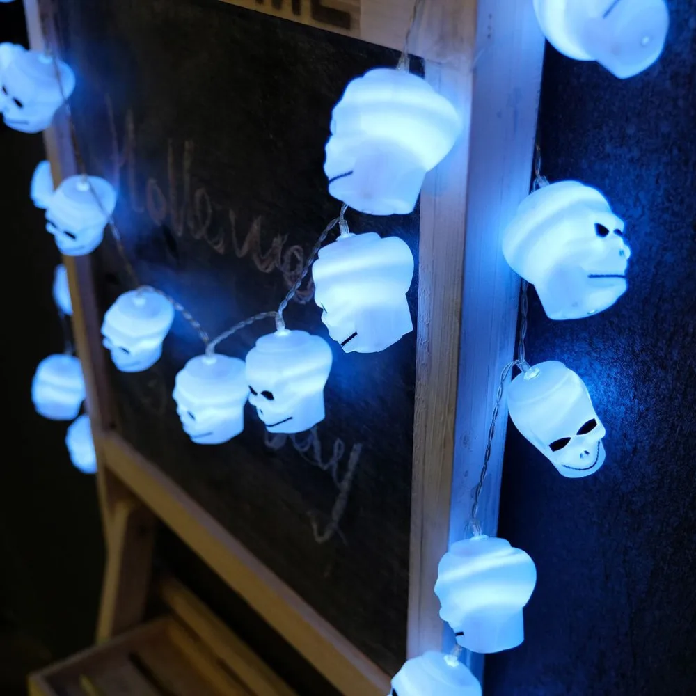 2 м 20 LED в форме черепа светодиодная гирлянда для вечеринки на Хэллоуин домашний