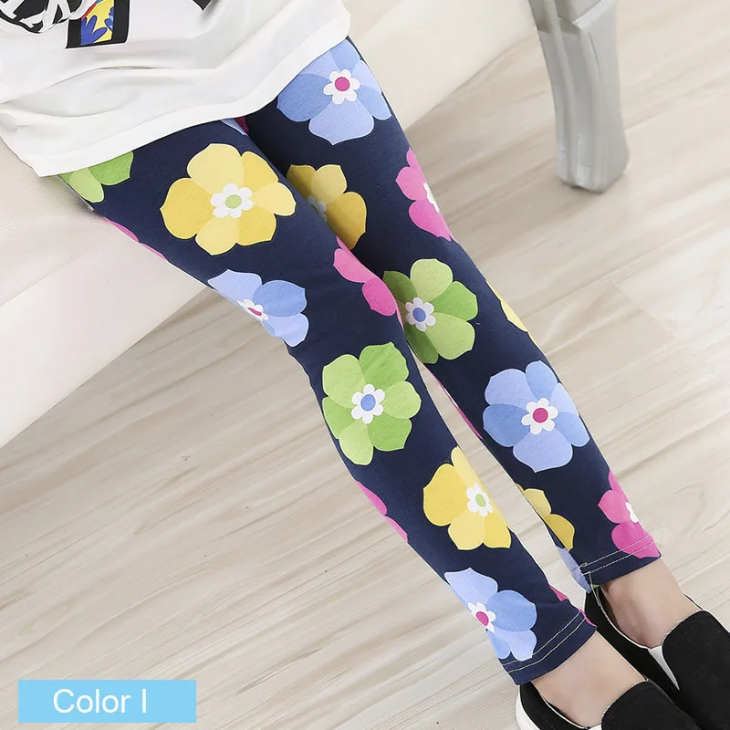 Girls Leggings I SLAIXIU/леггинсы для девочек; одежда для маленьких девочек; камуфляжные узкие брюки; Мягкие хлопковые детские брюки; детские леггинсы с цветочным принтом - Цвет: Girls Leggings I