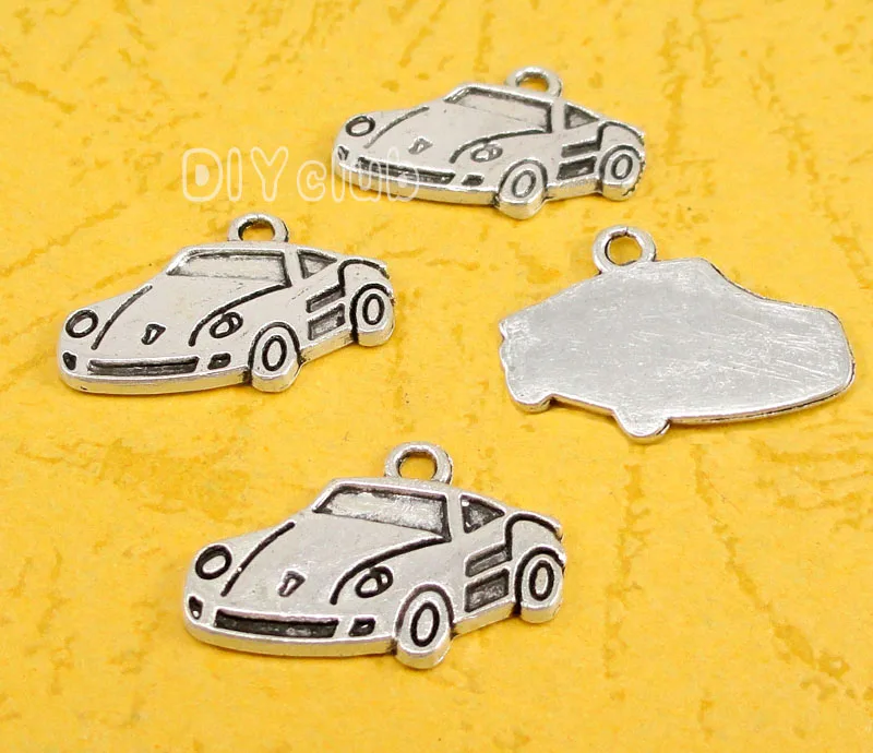

70pcs-Antique Silver Sports Car Charms Pendant 20x14mm
