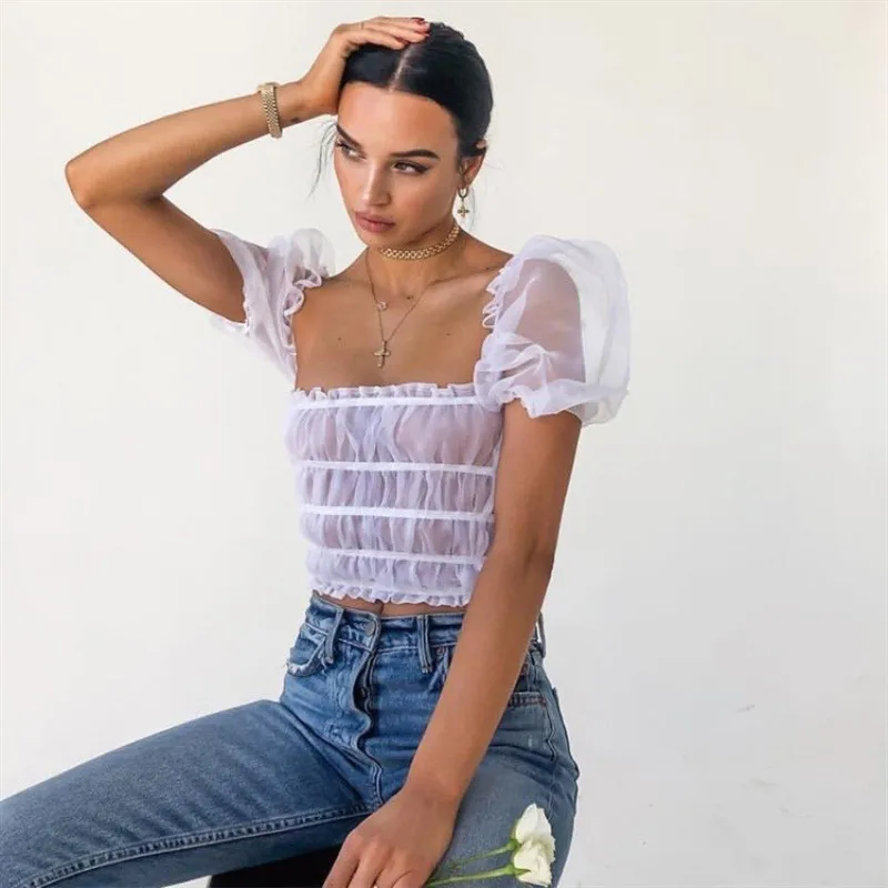 MONMOIRA летний однотонный сексуальный сетчатый укороченный Топ для женщин с