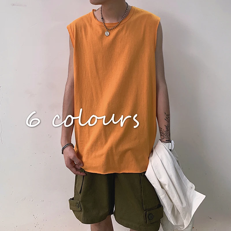 2019 новый летний корейский вариант пары личности ретро сплошной цвет без рукавов