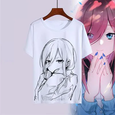 9 Новые футболки с принтом аниме Gotoubun no Hanayome Ichika Nino Miku Nakano, топы с короткими рукавами и принтом, Quintessential Quintuplets, футболки - Цвет: 9