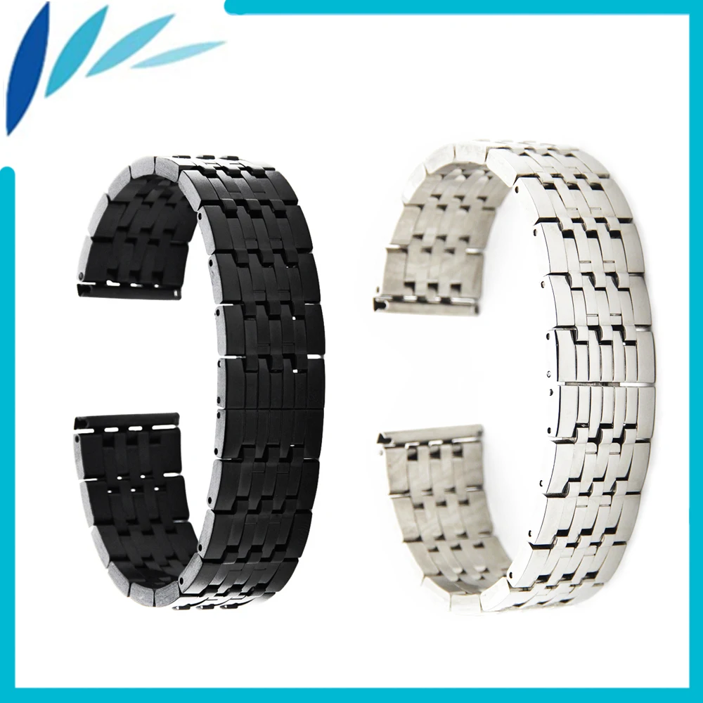 Ремешок для часов из нержавеющей стали 22 мм черный серебристый пружинный