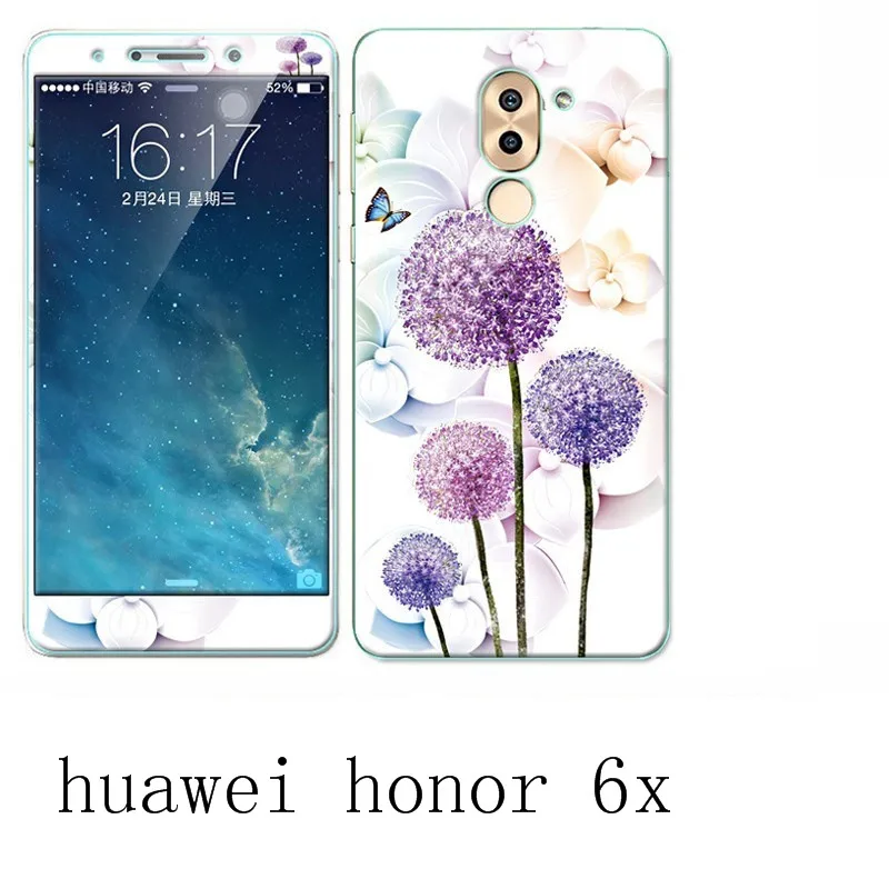 huawei honor 6x Case 360 Degree Protective TPU Cover+Color integrated tempered glass For Brand #0388 |