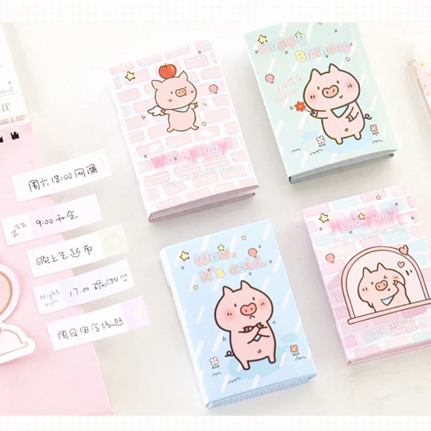 

Cute Piggy Series 6-folding Memo Pad Stickers Kids Stationery Notepad Bookmark Sticky Notes Write Message Paper