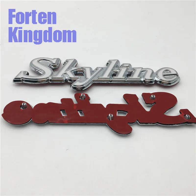 Течениедесяти Kindom 2 шт. подходит C210 Skyline с аппликацией «сердце» белого цвета; Цвет Серебристый, АБС-пластик, автомобильный наклейка на багажник табличка 3D наклейки с буквами значок задней двери