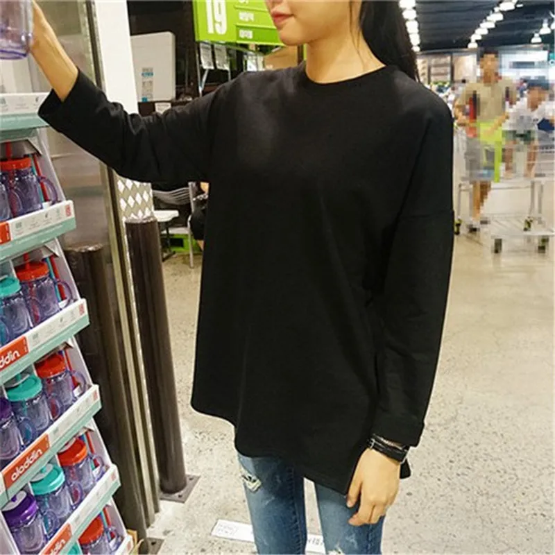 Новое поступление 2021 зимняя однотонная женская футболка повседневная хлопковая