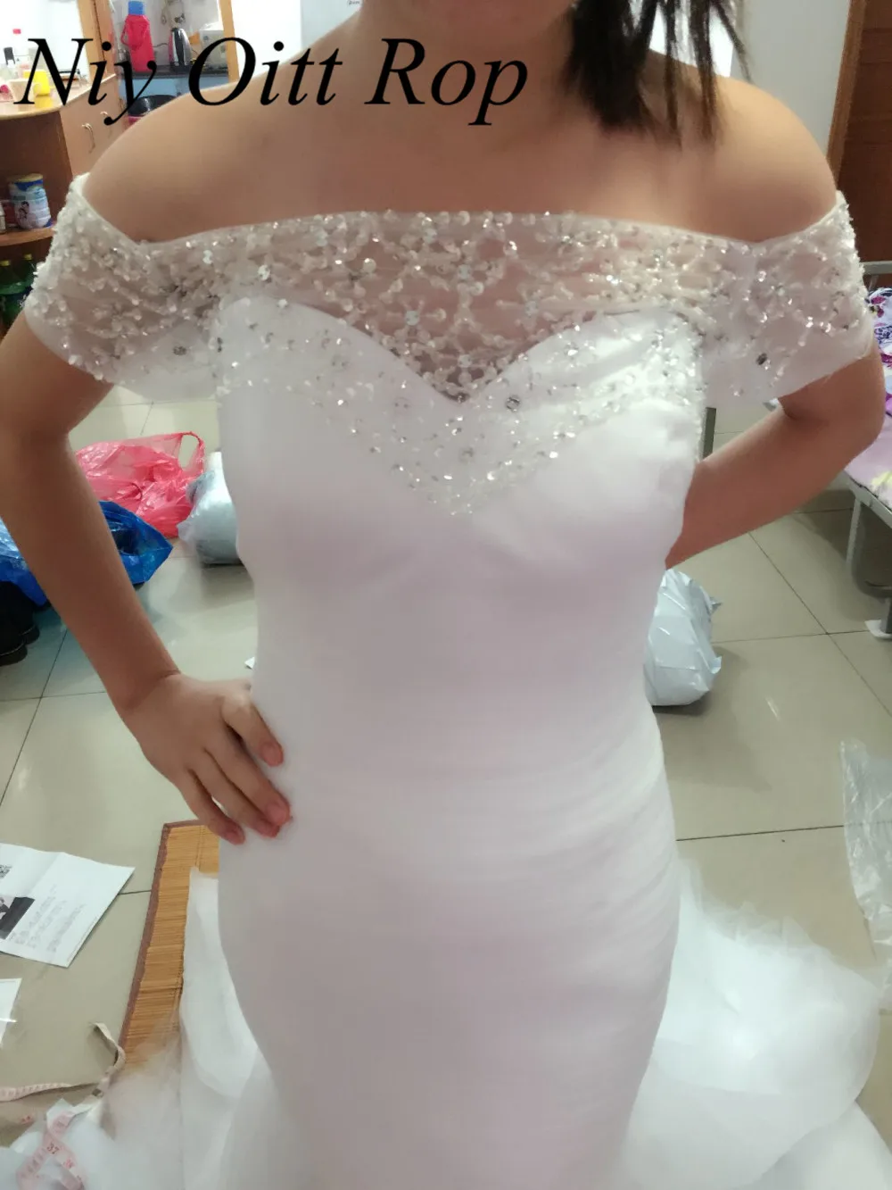 Vestidos De Novia Русалка торжественные платья бисером и блестками с плеча свадебные Robe