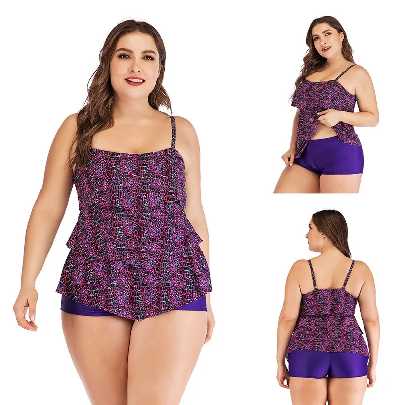 Женский купальник большого размера большой пуш-ап с высокой талией танкини
