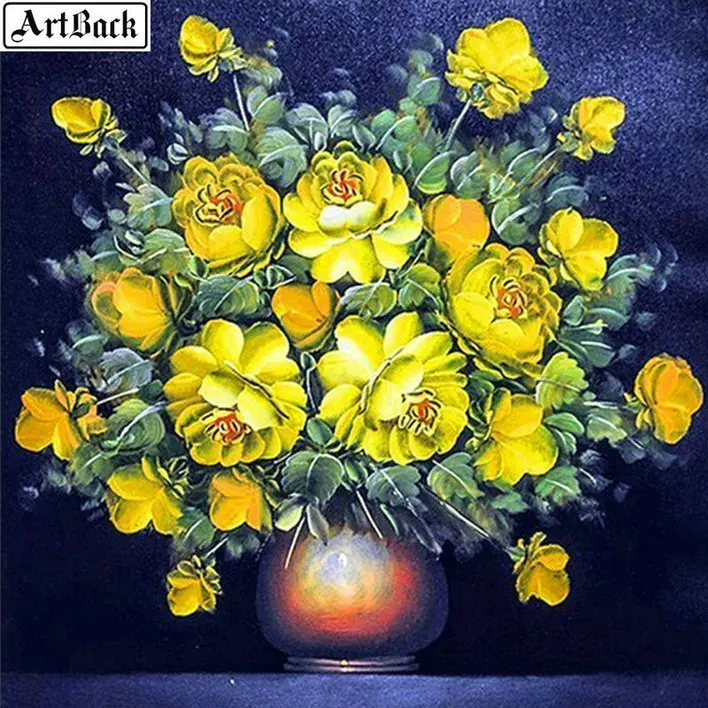 Алмазная 5d картина сделай сам с красными розами полная выкладка из квадратных