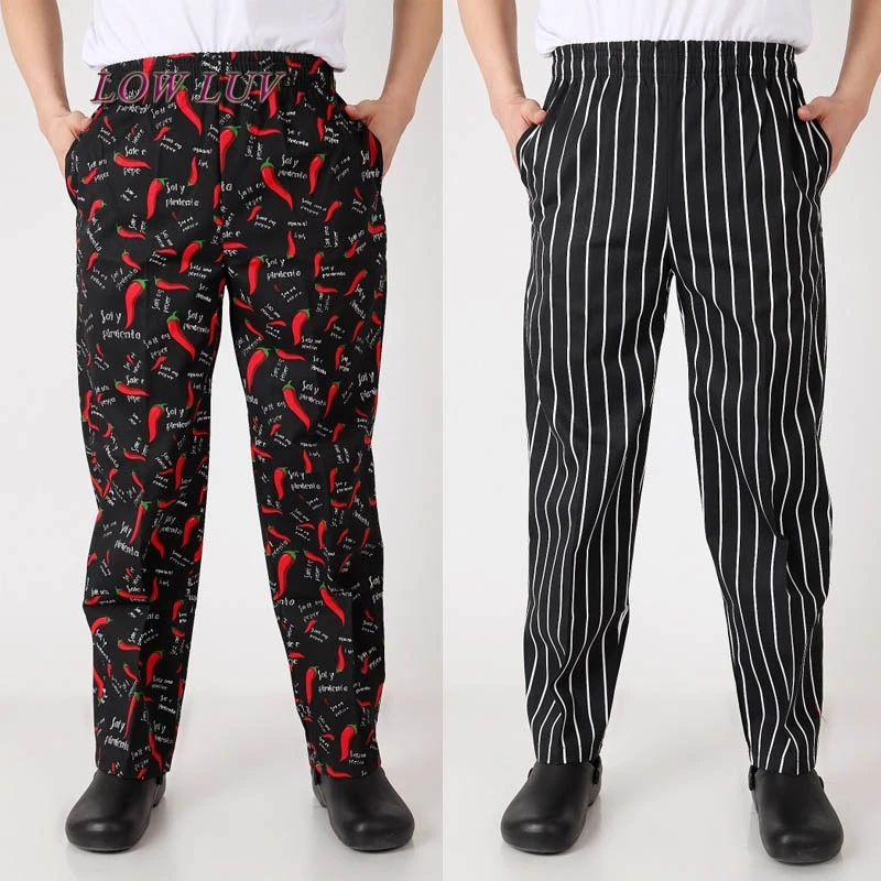 Новая форма шеф повара Шеф руководителя поварские брюки черные белые полосатые