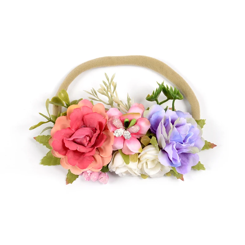 

10pcs/lot Nylon Flower Headband Flower Crown Hair Band For Newbron Baby Hair Accessory Photo Prop