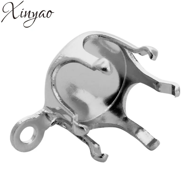 100pcs Craft Metal Claw Setting With Hole Inner Size 5/6/8/10/12mm Rhodium/Kc Gold Color Earring Base Cabochon Cameo Tray F5300 | Украшения