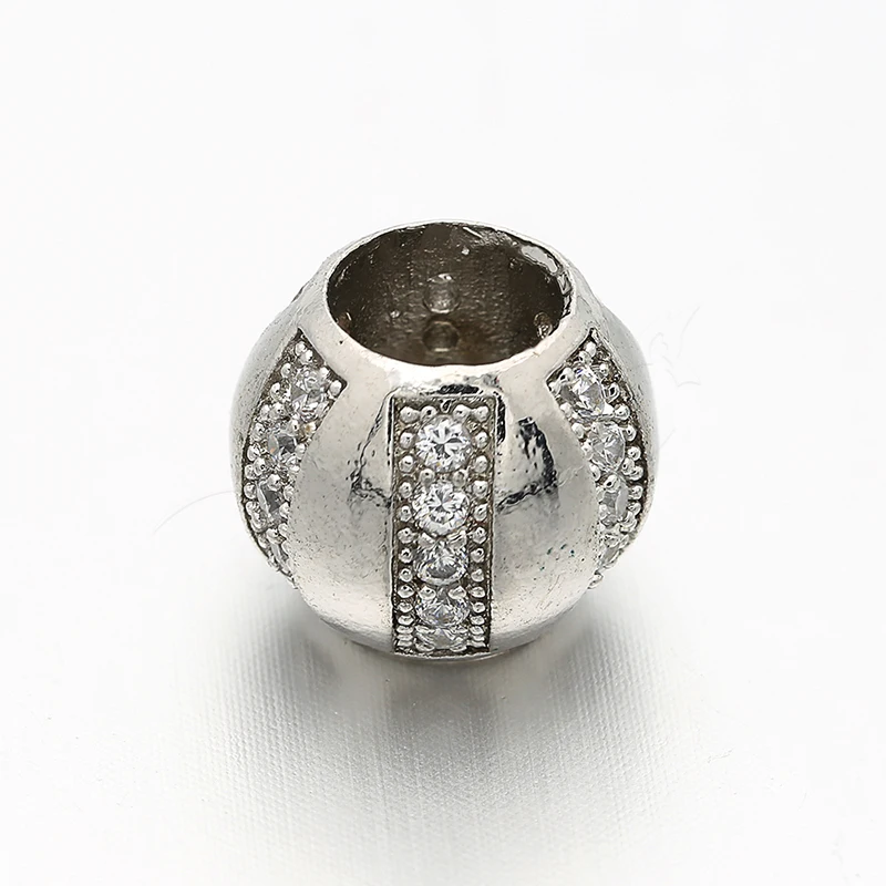 11mm*10mm spherical large hole beads brass micro-inlaid zircon CZ connector accessories for DIY making bracelet necklace Jewelry | Украшения