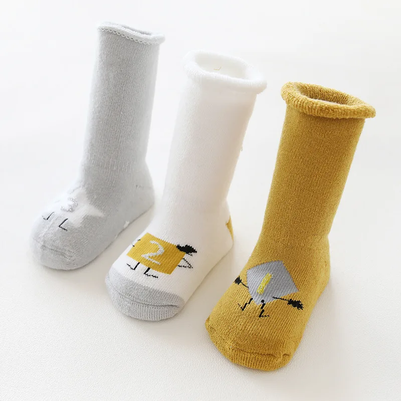 3 Pairs/Lot Cute Cartoon Kids Socks Autumn Winter Warm Cotton Breathable Baby Boys Girls Children Long For 0-5Years | Мать и ребенок