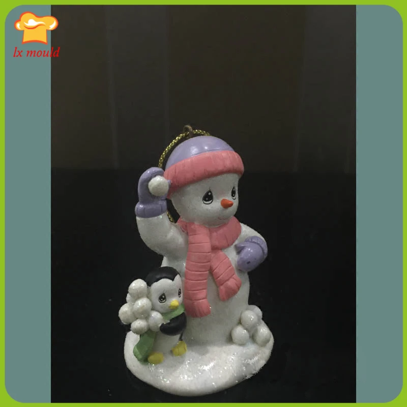 

3D Snowman Penguin Christmas Mold Happy Holiday Decoration Cake Silicone Mould