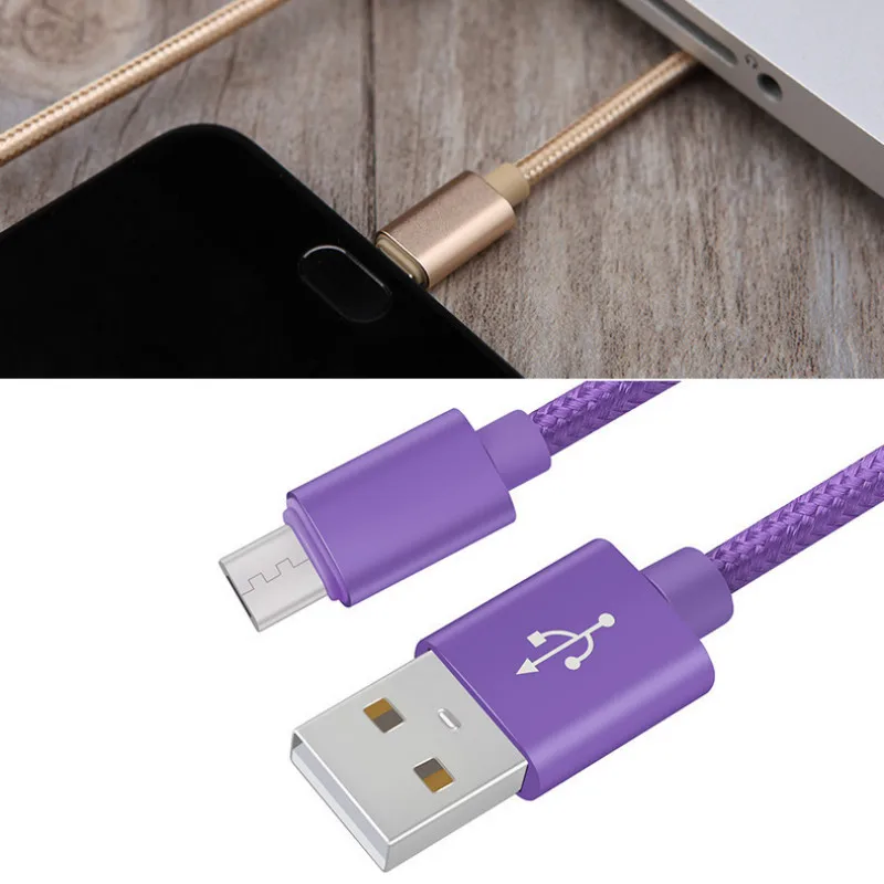 1 м Micro Usb кабель быстрая зарядка нейлоновый шнур Microusb Синхронизация данных для