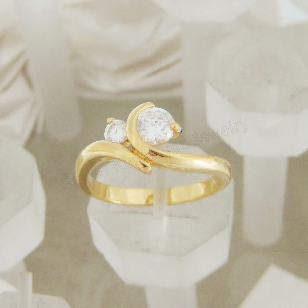 Женское Обручальное кольцо GP из желтого золота Кольцо большого размера с камнем