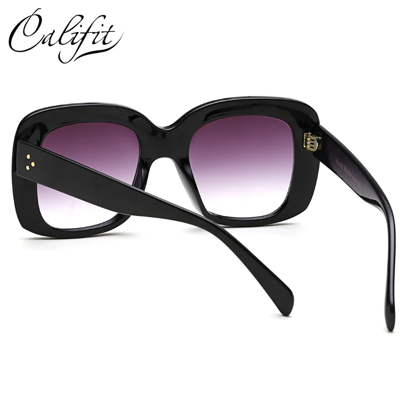 CALIFIT модные трендовые солнцезащитные очки оверсайз с заклепками квадратная