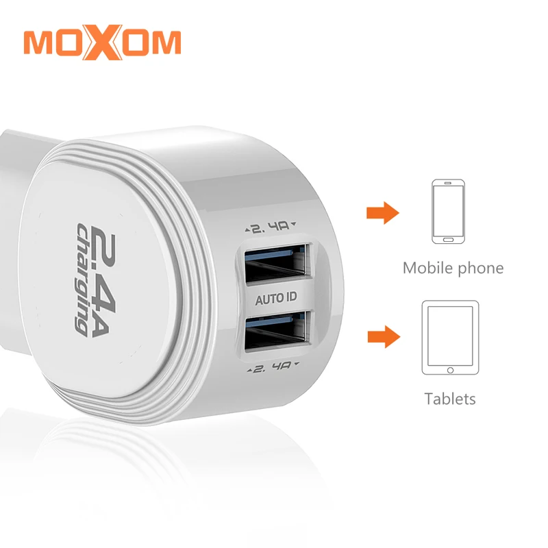 Зарядное устройство MOXOM зарядное USB адаптер EU настенное для путешествий