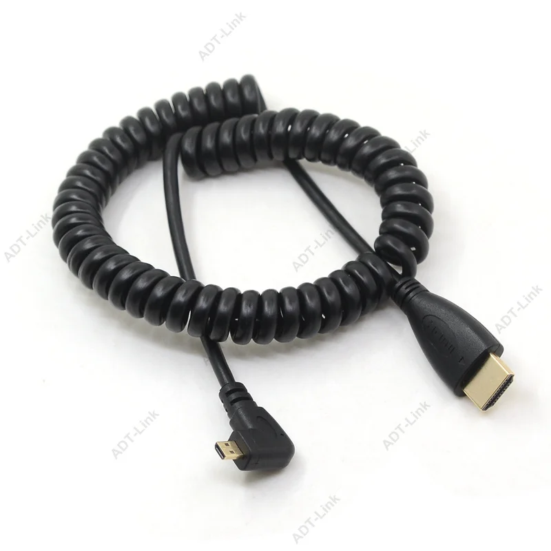 Прямой угол Micro HDMI совместимый пружинный гибкий кабель V1.4 DSLR 0 5 м/2 м от A типа до D