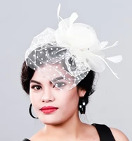 women fancy feather fascinator hats black birdcage veil wedding hats and fascinators white net hair accessories for bridal woman
