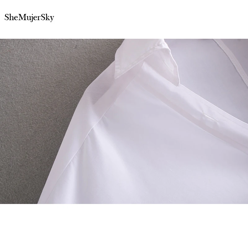 SheMujerSky Женская модная белая рубашка Асимметричные рубашки с длинным рукавом 2019