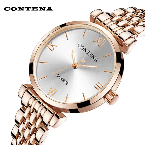Contena роскошные часы Buniness Стразы полностью стальные женские кварцевые Saati Montre Femme