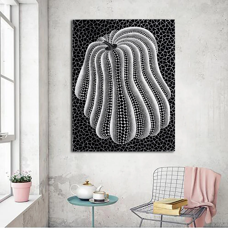 Черный и белый Pumkpin холст Художественная живопись Yayoi Kusama Печать на холсте настенные художественные картины для гостиной Куадрос украшения