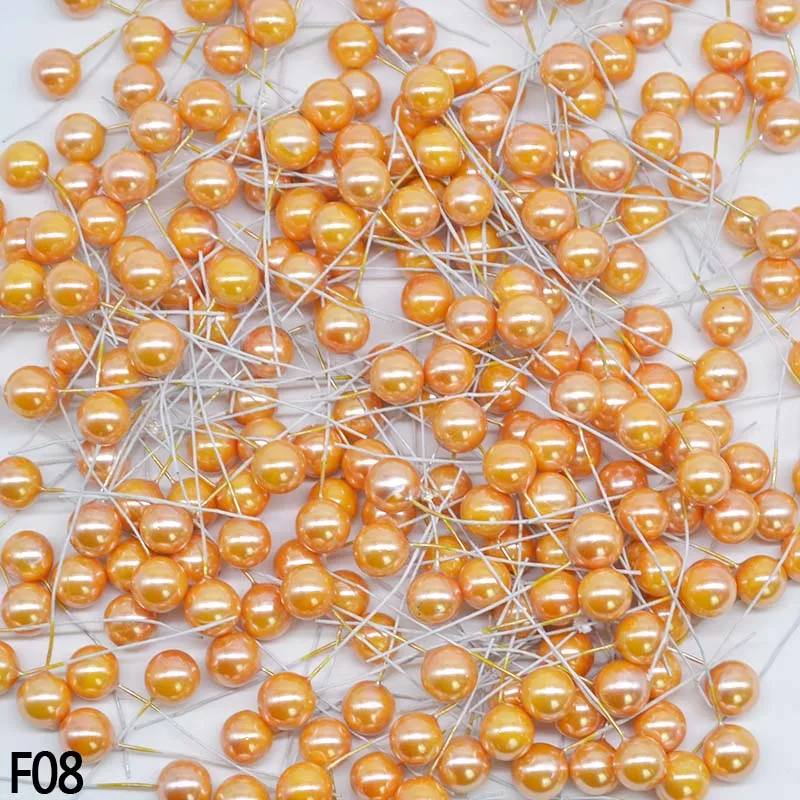 F08 Жемчужная тычинка, 50 шт., 12 мм, Искусственные пластиковые ягоды, украшение для свадебной вечеринки, сделай сам, венок, скрапбукинг, искусственный цветок - Цвет: F08