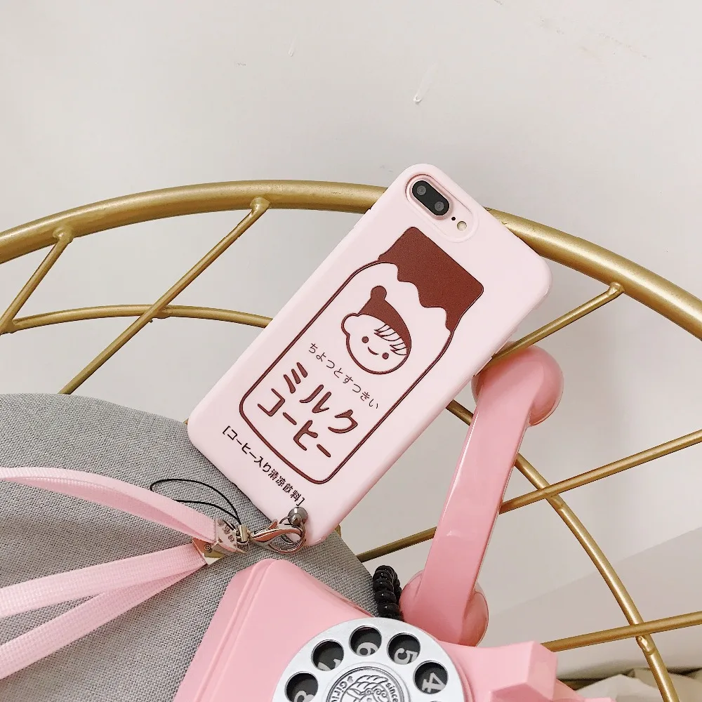 ORYKSZ For iphone 7 Case 3D Matte Cute Cartoon Milk Patterned Phone Silicone Cases x 6S 6 8 Plus Coque Capa Shell |