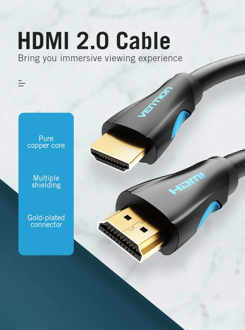 Vention HDMI 2,0 кабель HDMI к HDMI 2,0 HDR 4K@ 60 Гц для HDTV переключатель делителя ноутбука PS3 проектор компьютера 1 м 3 м 5 м 10 м кабель