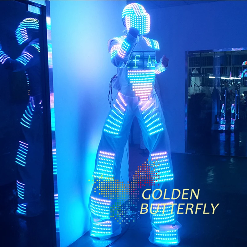 Костюм робота со светодиодным освещением светящийся костюм для шлема Мужская