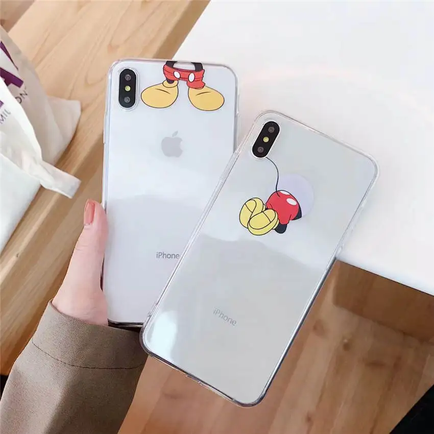 For iPhone XR XS MAX 8 7 6s Plus Clear TPU Soft Phone Case Full Back Cover Candy Hiding Mickey Mouse Cartoon Pattern Fundas Capa |