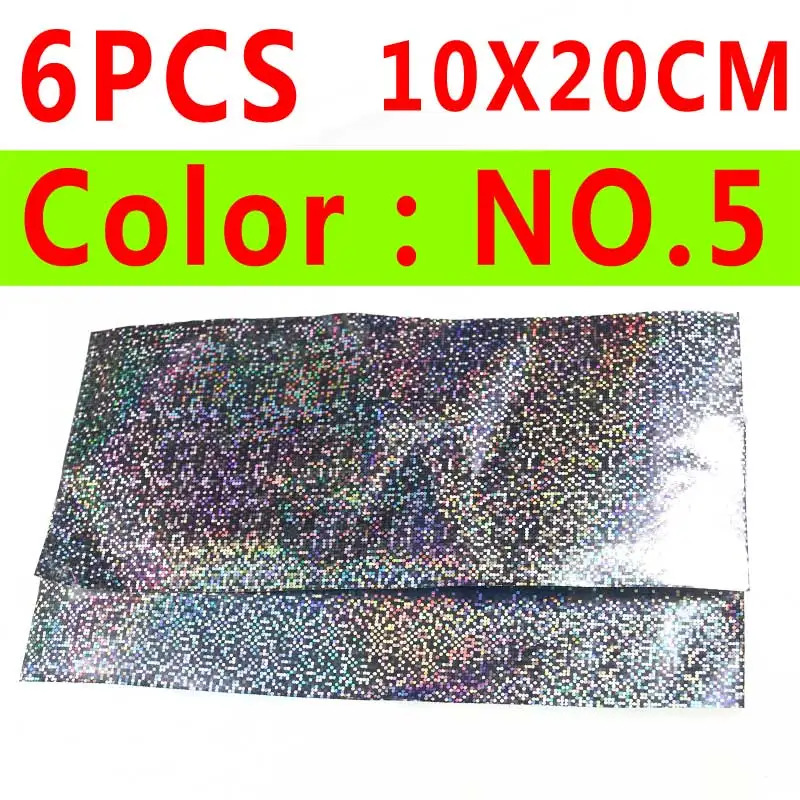 6pcs color 5 Wifreo 6/4 шт. Голографическая клейкая пленка Flash ленты отражательная Призма Рыбалка наклейка для приманки 10*10/20 см Искусственный рыбьей чешуи кожи - Цвет: 6pcs color 5