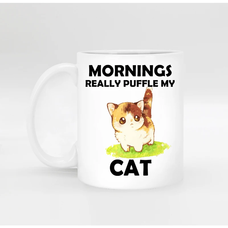 Бесплатная доставка забавные керамические кружки для кошек белого цвета чайная