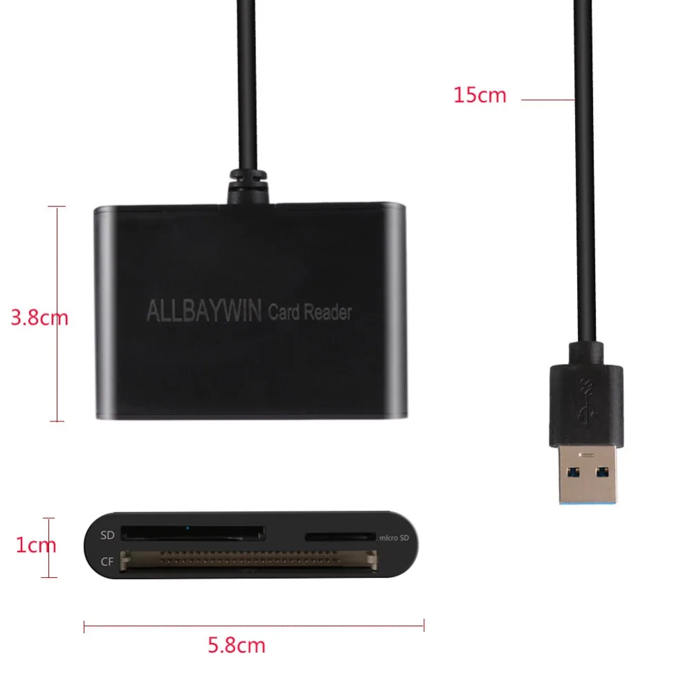 USB 3,0 SD кард-ридер USB, для карты памяти ридер писатель компактный адаптер для флэш-карт адаптер для CF/SD/TF Micro SD/Micro карты для ветра