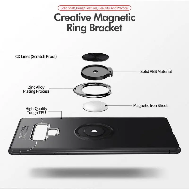 Для Samsung Galaxy Note 9 автомобильный Магнитный Кронштейн кольцо TPU чехол для J4 J6 J8 2018 EU A6