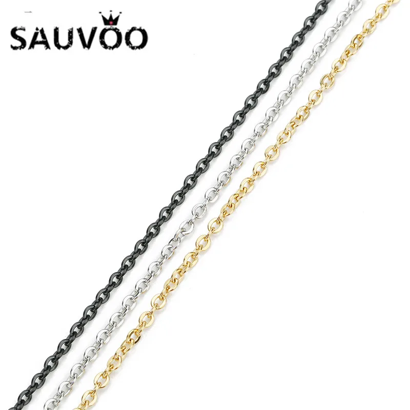 

SAUVOO 10 Yard Stainless Steel Bulk Chains Wide 1 1.5 2 2.5 3mm Gold Black Metal Cross Link Chain for DIY Jewelry Making Finding
