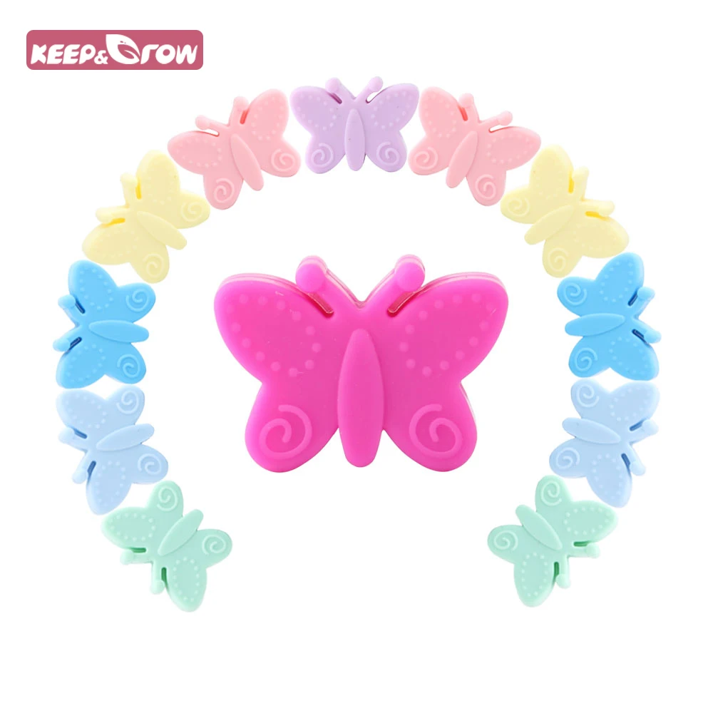 

10Pcs 30mm Silicone Beads Butterfly Teething Beads For Jewelry DIY Making Bead BPA Free Silicone Baby Teething Necklace Toy